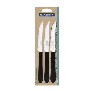 CONJ TRAMONTINA FACA CHURRASCO PRETO 3PC