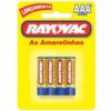 PILHA RAYOVAC PALITO AMARELINHA AAA 4UN