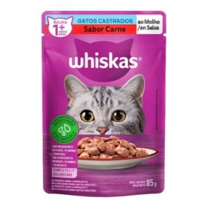 RACAO WHISKAS CASTRADOS CARNE SACHE 85G